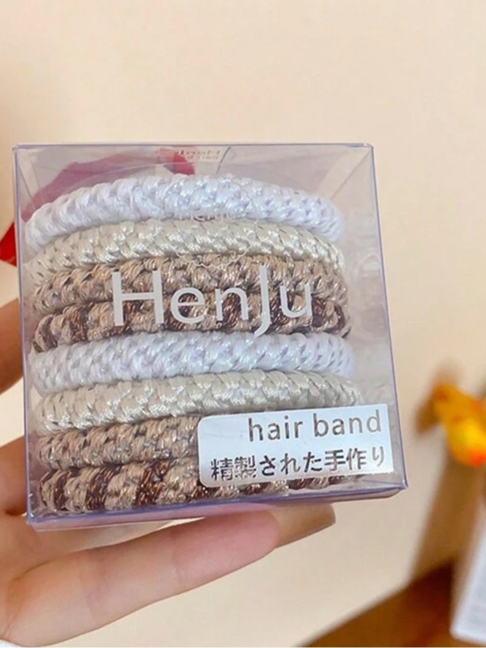 New in Box HenJu Neutral Toned Knitted Hair Bands - Set of 8